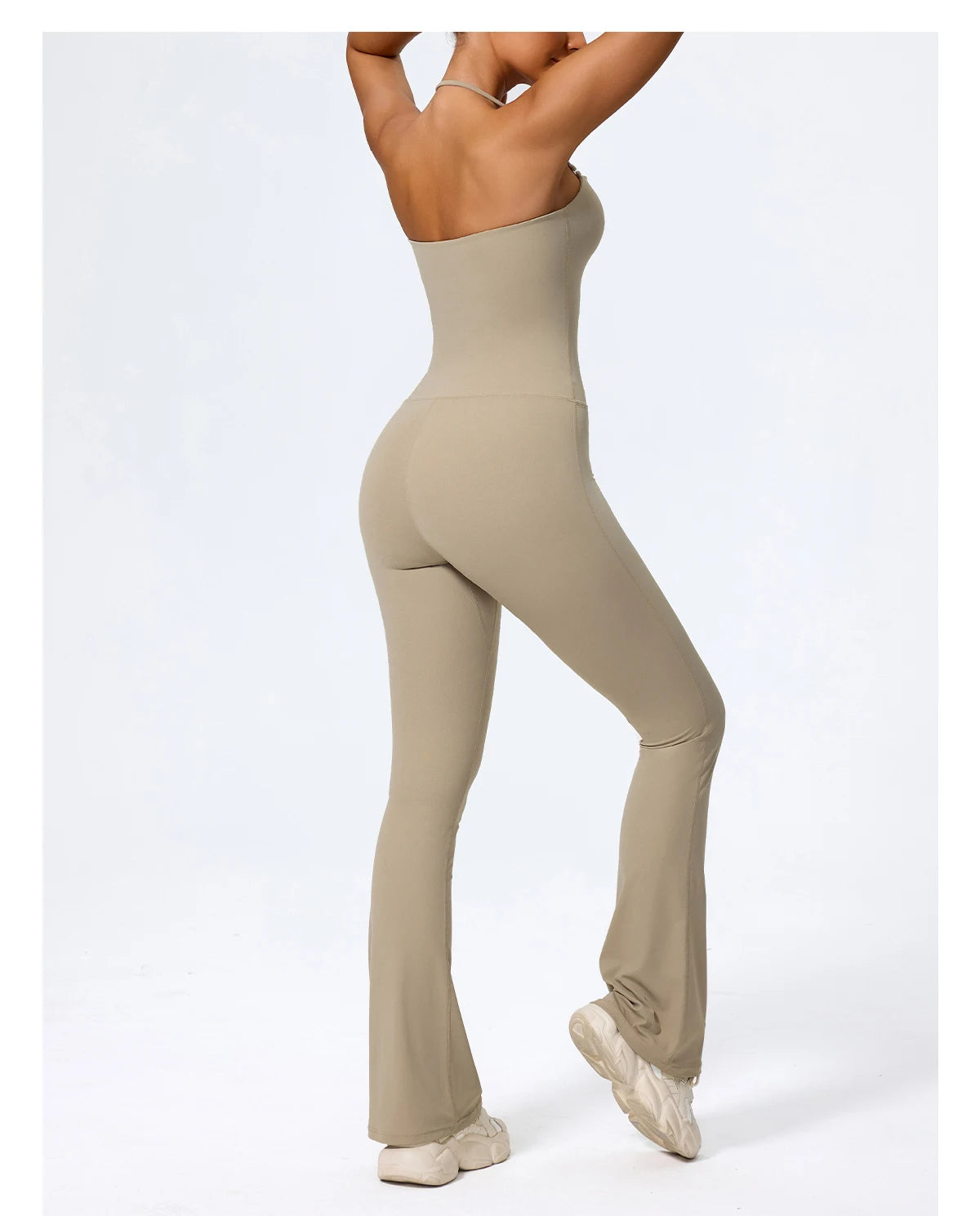 Women's Sleeveless Yoga Jumpsuit – Gym Flared Overalls Neck-Hanging Backless Sportswear
