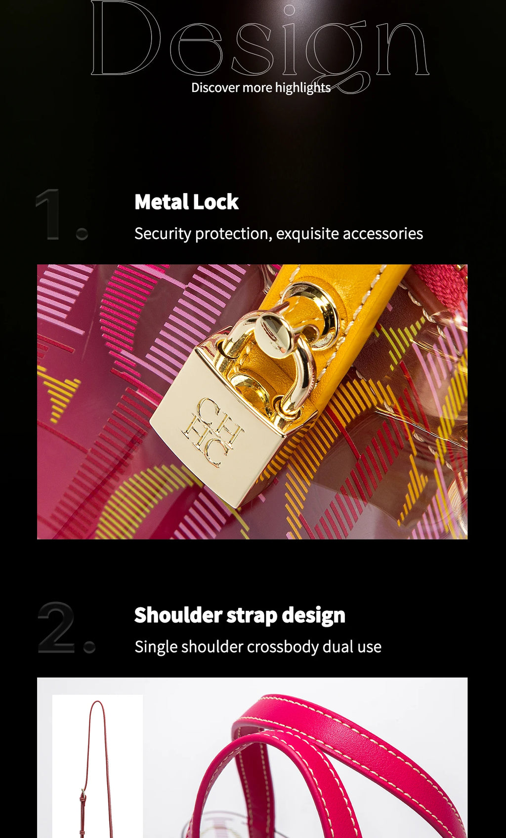 CH Transparent Luxury Shoulder Bag – Creative Personalized Fashion Design Handbag for Women 2026