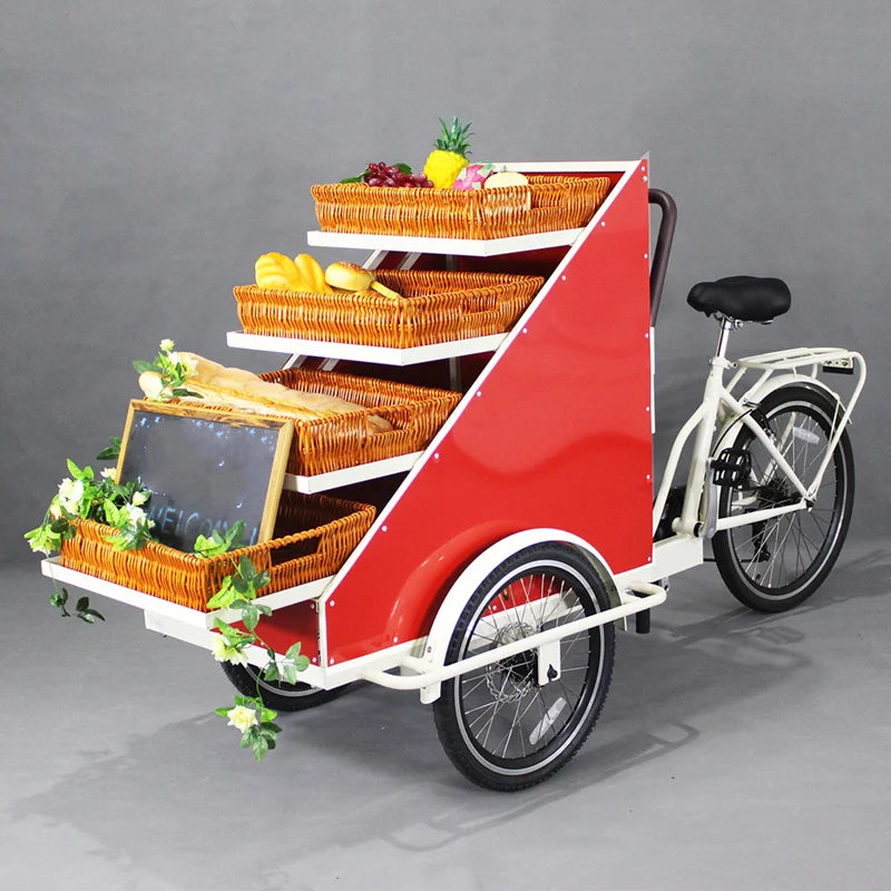 Electric Mobile Tricycle Food Display Bike Cart – Coffee & Hot Dog Vendor Bike