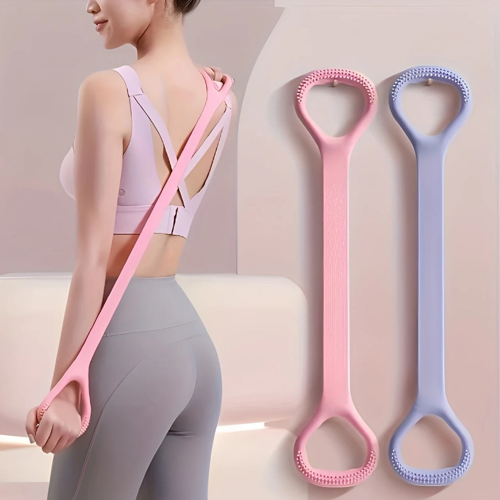8-Shape Elastic Back & Shoulder Stretching Band – Open Shoulder Posture Corrector & Back Shaping Tool for Home Fitness