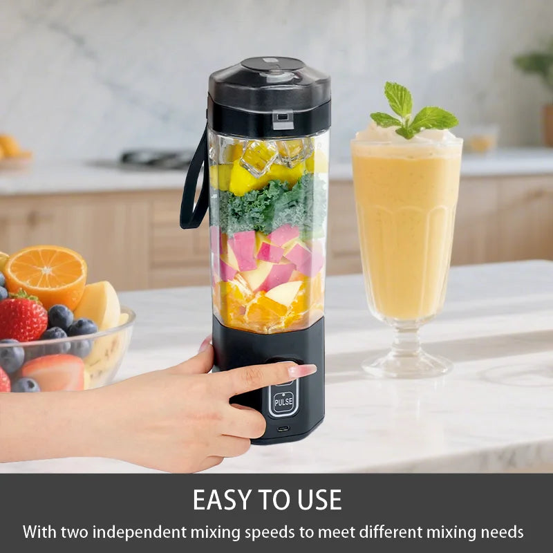 Portable USB Rechargeable Juice Blender – 700ml, 6-Blade Fruit Mixer for Shakes, Smoothies & Fresh Juice
