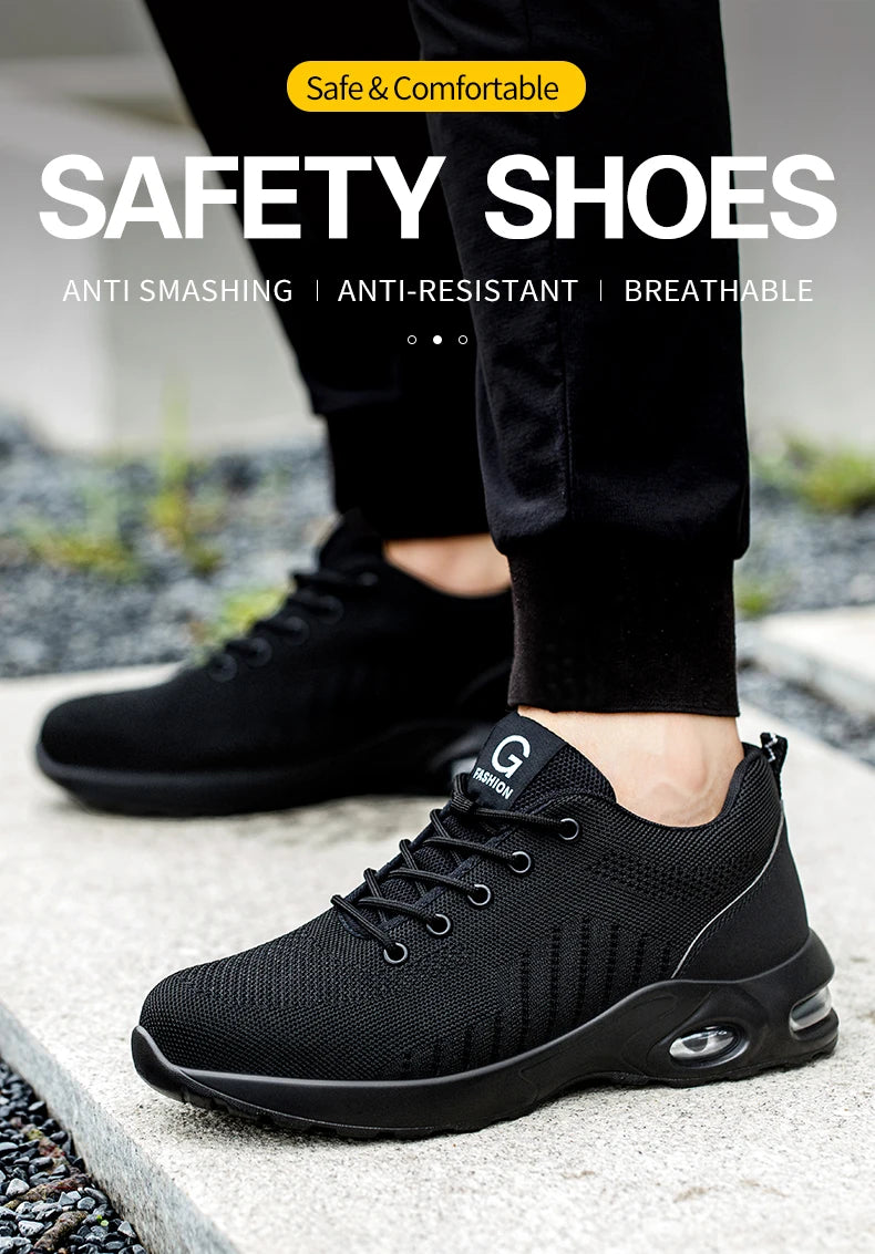 Men's Steel Toe Safety Work Boots — Anti-Smash Indestructible Tactical Work Sneakers