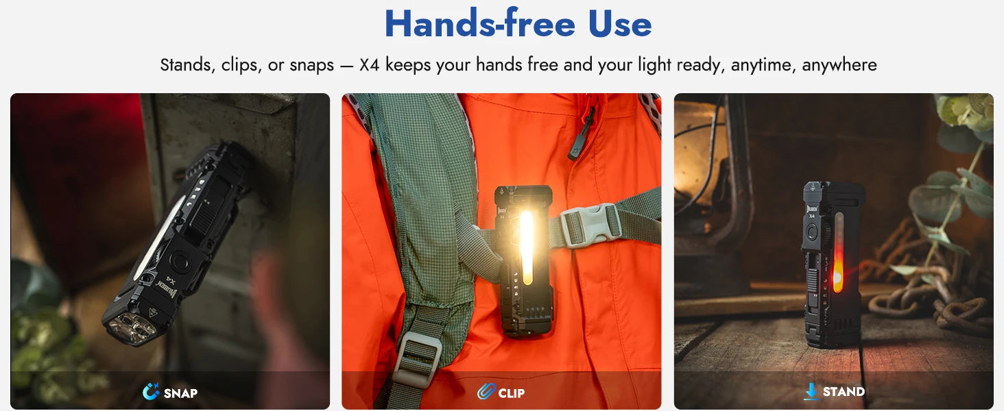 WUBEN X4 EDC Flat Flashlight — 1500 Lumens, RGB Light, Magnetic Base, Tactical Switch, IP68 Waterproof