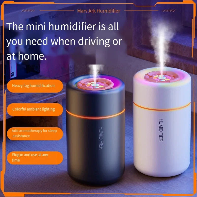 280ml Aroma Diffuser & Air Humidifier — Colorful LED Atmosphere Light, Silent, for Home & Car