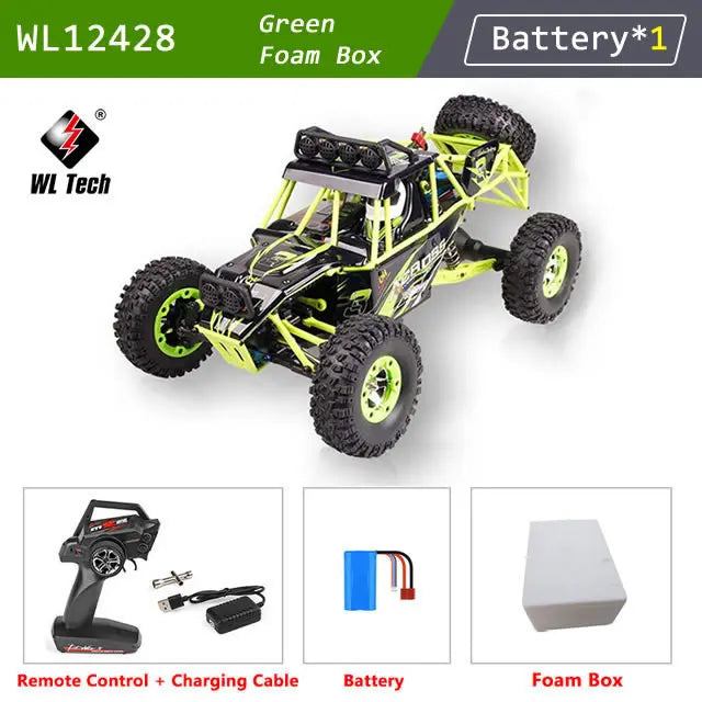 WLtoys 12428 1:12 Scale 4WD RC Racing Car – 50KM/H Alloy Off-Road Climbing Truck with LED Lights