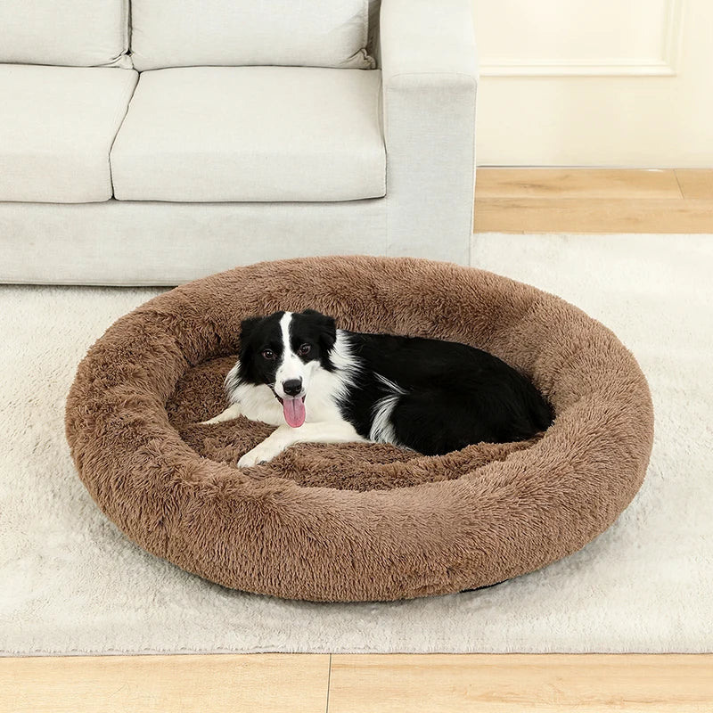 Soft Long Plush Dog Bed – Warm Basket Cushion for Small & Medium Dogs and Cats