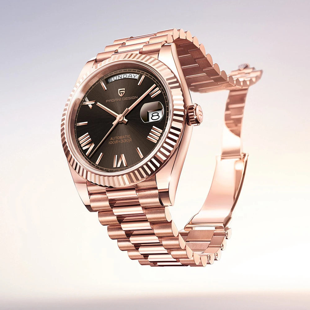 PAGANI DESIGN DD36 Men's Automatic Watch | Rose Gold Luxury Mechanical Sapphire Mirror Wristwatch