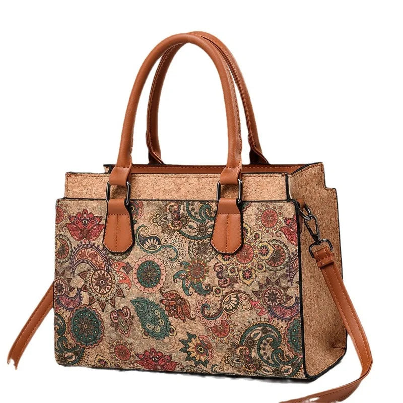 Luxury Floral Print PU Tote Bag – Large Capacity Shoulder Crossbody Messenger Bag for Women