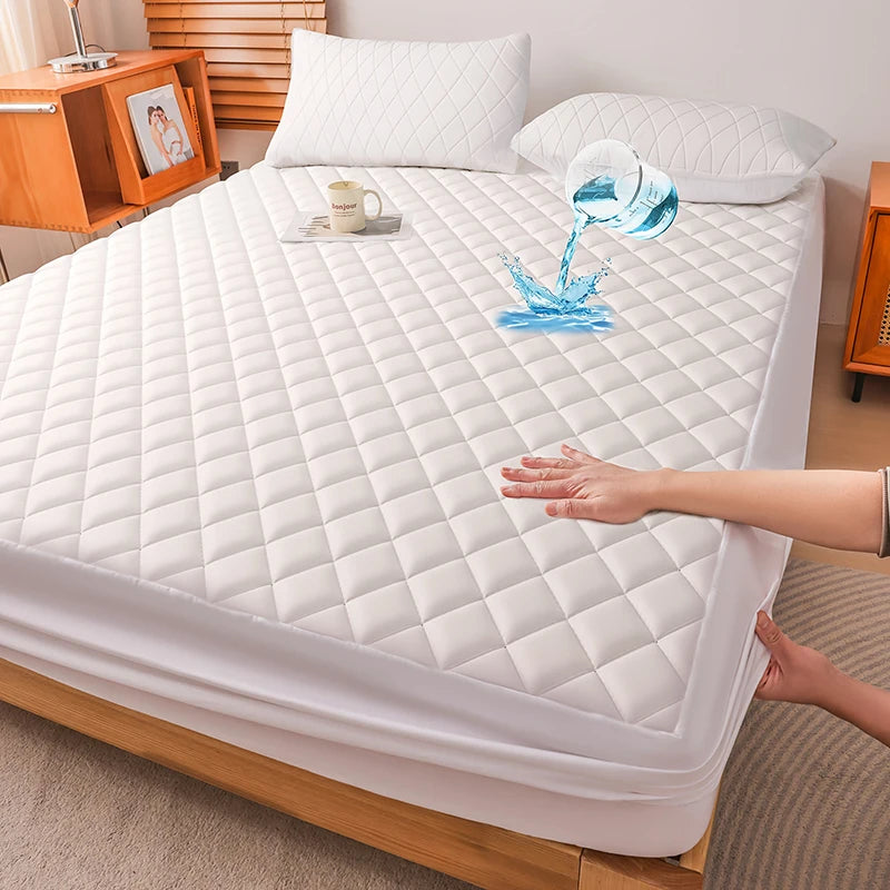 Waterproof Mattress Protector – All-Season Cooling, Breathable, Noiseless, Thickened Mattress Pad Cover