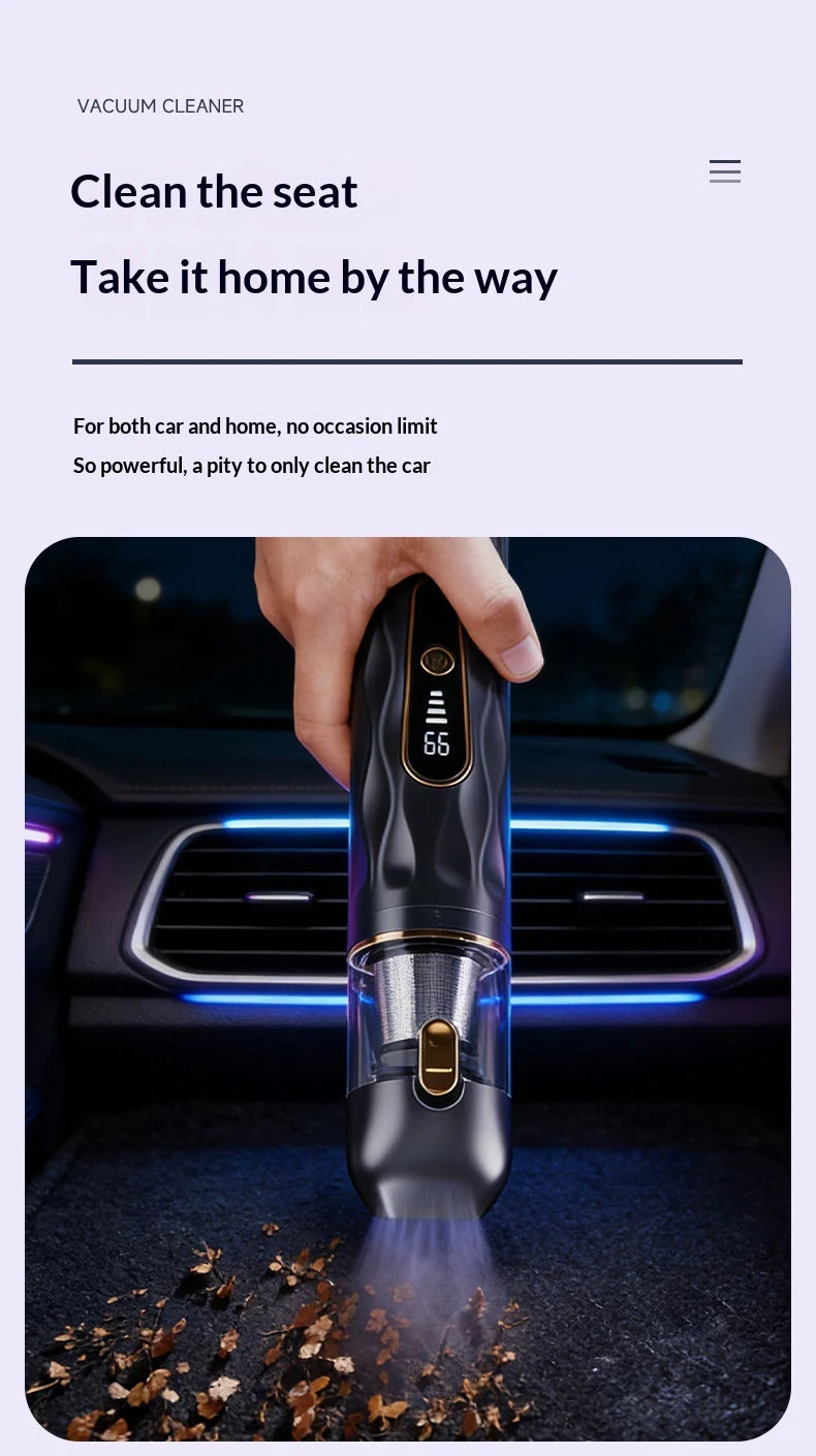 Cordless Mini Car Vacuum Cleaner – Gray Handheld