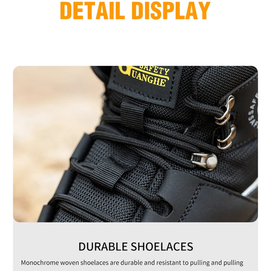 Men's Button-Closure Synthetic Work Shoes
