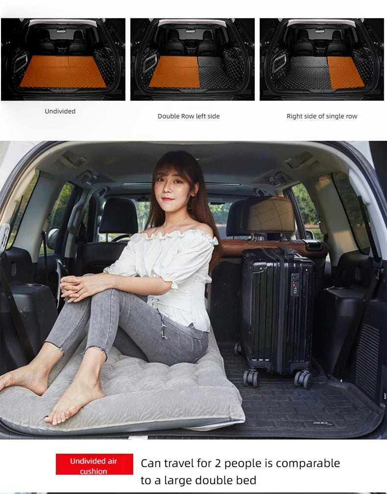 Car Inflatable Mattress – Soft Fabric Backseat Air Bed for Road Trips & Camping, Multiple Colors