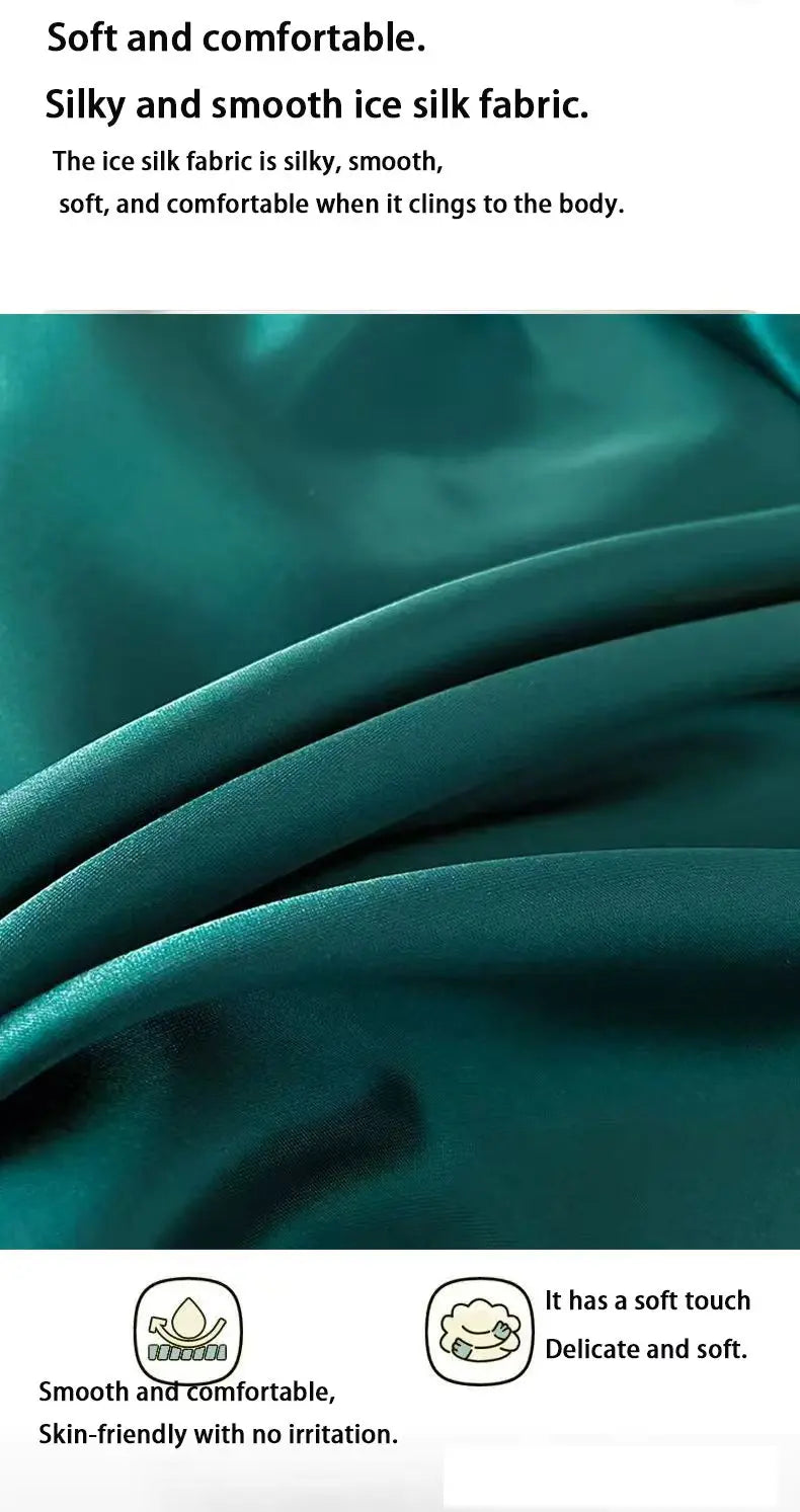 Satin Ice Silk Elastic Fitted Sheet – Solid Color Mattress Cover, No Pillowcase