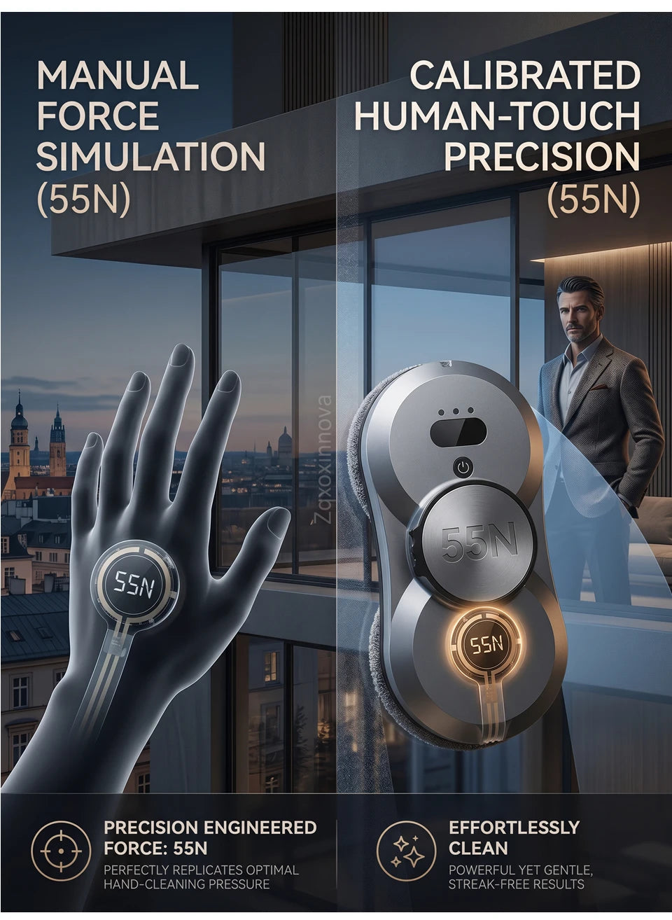 UPS Robot Window Cleaner — Smart Auto Glass Washing Robot with Remote Control & UPS Safety System