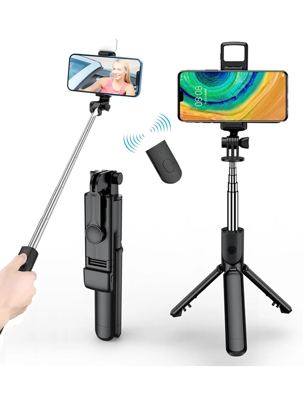 3-in-1 Bluetooth Selfie Stick Tripod with LED Fill Light & Remote Shutter