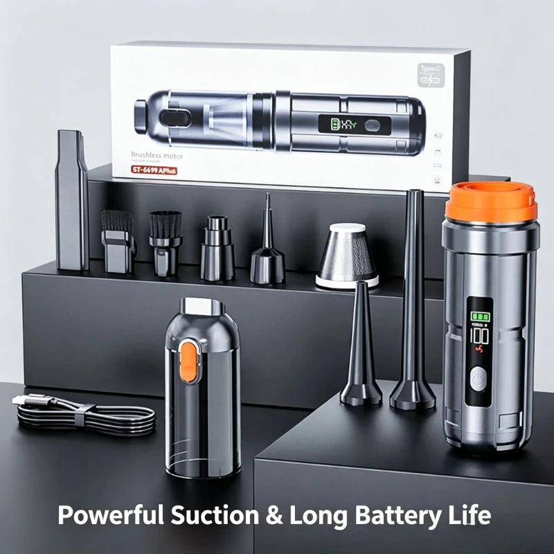 Handheld Car Vacuum – 17kPa Cordless Brushless Cleaner