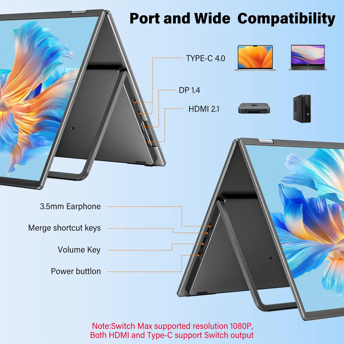 18.5-Inch Dual Portable Monitor – Full HD Folding Screens