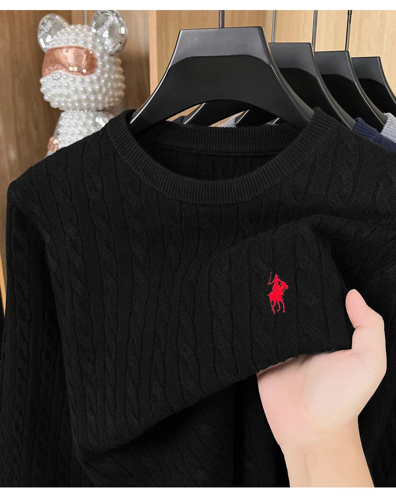 Men's Luxury Pony Embroidery Knit Sweater — Premium Detail Knitwear