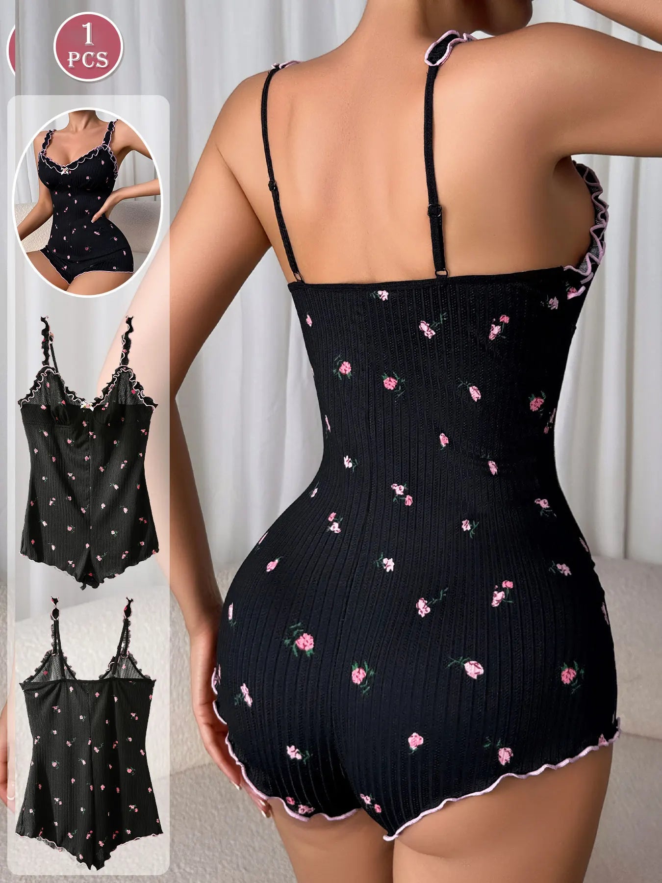 Women's Sleeveless One-Piece Pajama Jumpsuit | Casual Loungewear Sleepwear