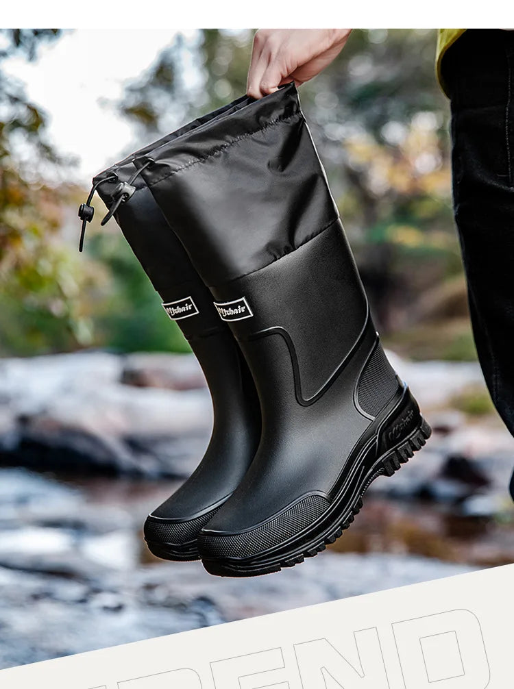 Men's Mid-Calf PVC Rain Boots with EVA Insoles