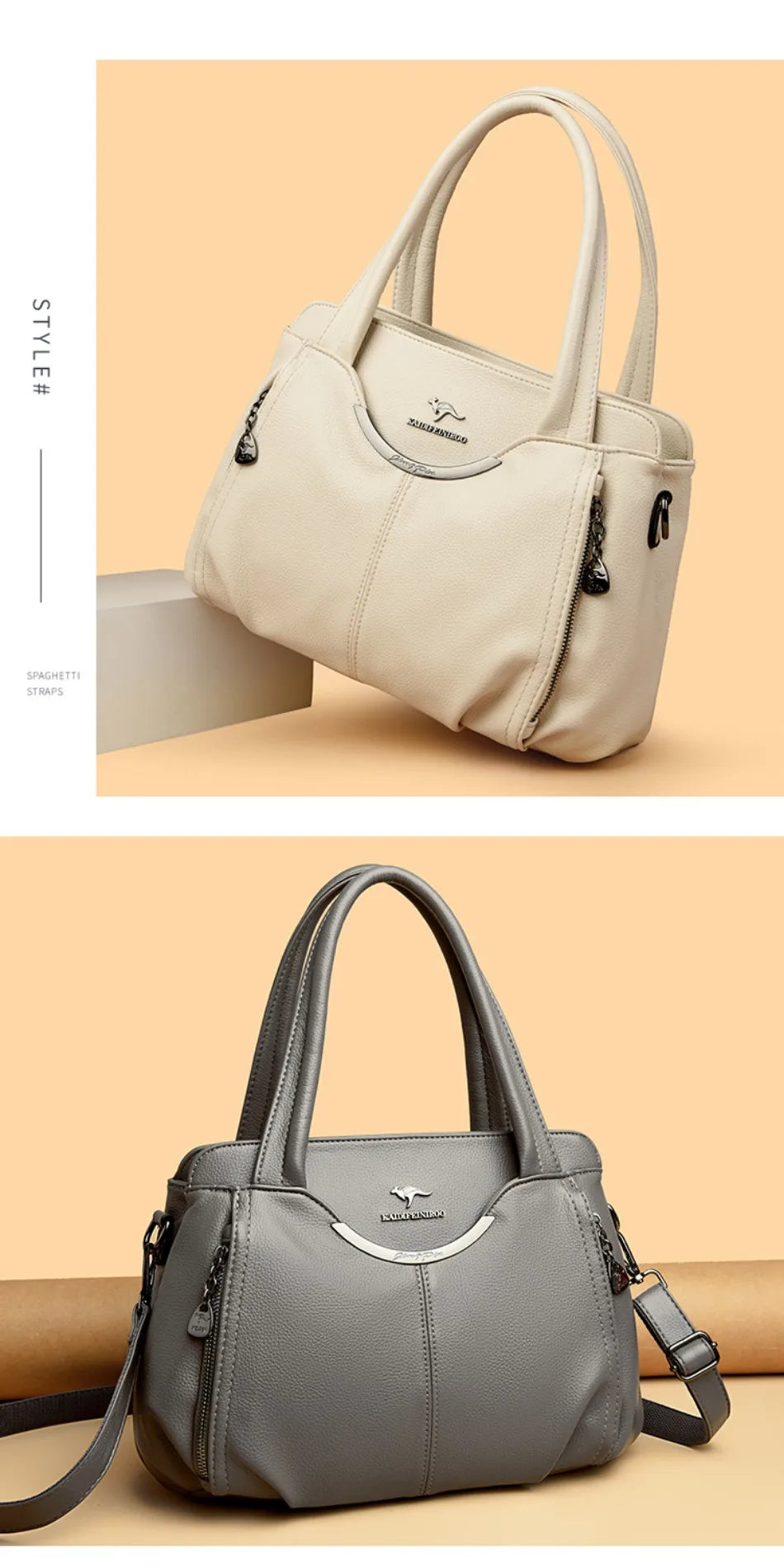 Genuine Leather Luxury Tote Crossbody Shoulder Bag – Large Casual Handbag for Women