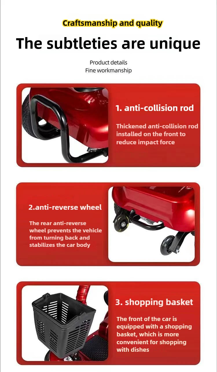 Foldable 4-Wheel Mobility Scooter – 300W, 25–50 km Range