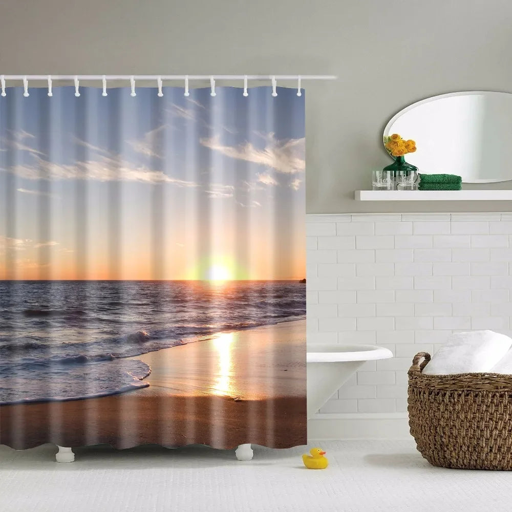 Seaside Beach Shells Bathroom Shower Curtain
