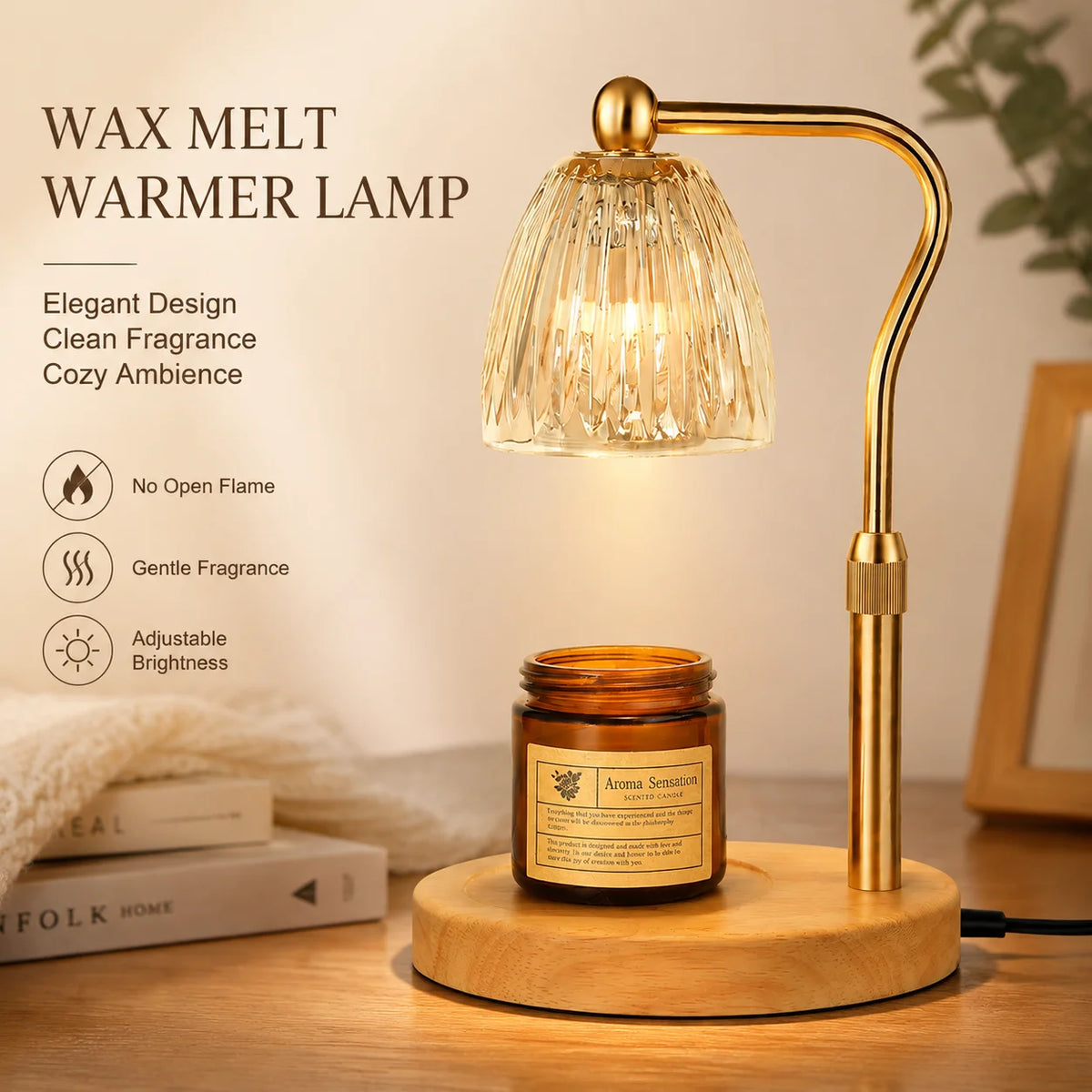 Dimmable 50W Candle Warmer Lamp with Glass Shade