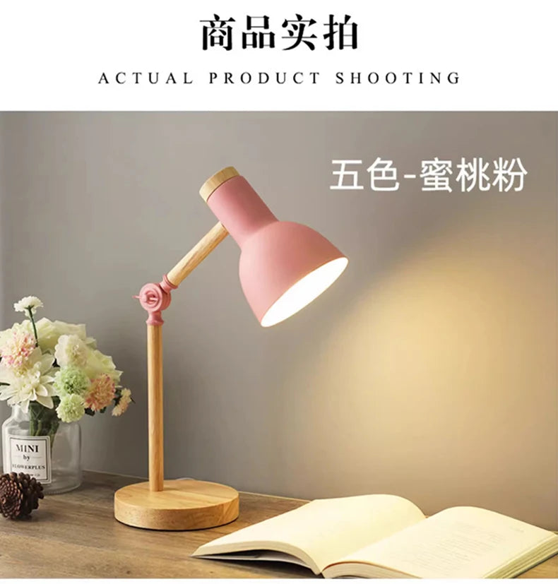 Wooden Desk Lamp – Nordic-Style Adjustable Head