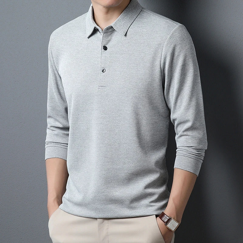 Men's Business Casual Long Sleeve Polo Shirt — Smart Everyday Polo