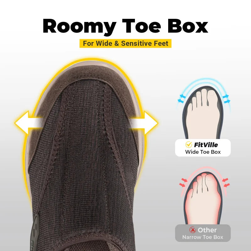 Men's Extra Wide Diabetic Slip-On Shoes – Orthopedic Casual Footwear for Elderly Foot Pain Relief, Neuropathy & Swollen Feet