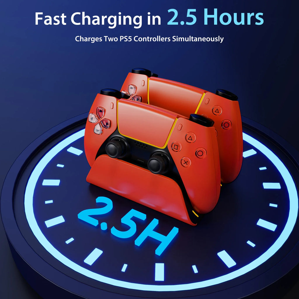 PS5 Dual Controller Fast Charging Dock – Wireless Gamepad Charger Station