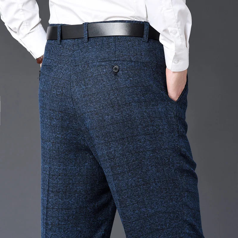Men's Plaid Dress Pants — Flat Front Straight Leg Formal Suit Trousers