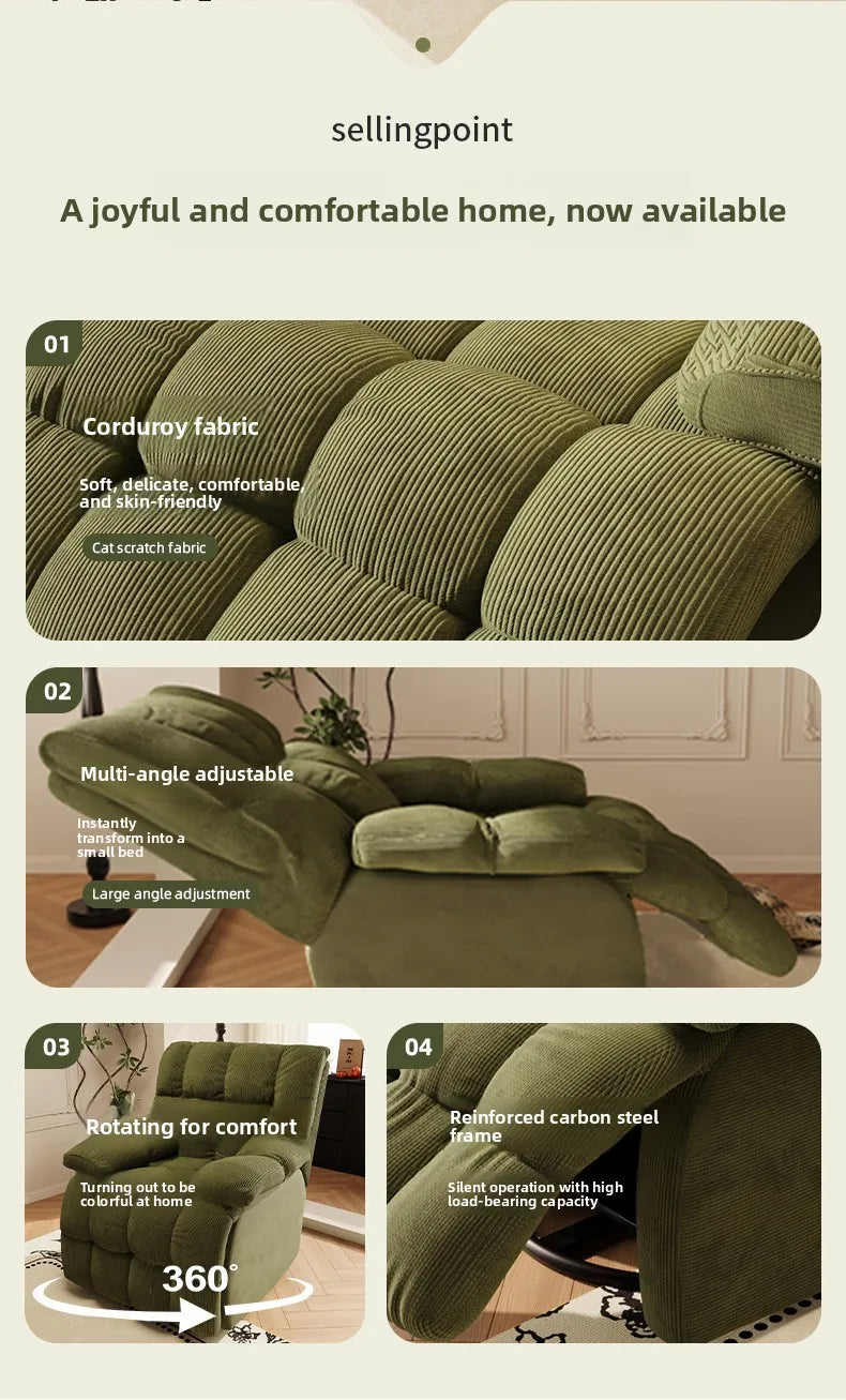 Five-Position Fabric Lounge Chair with Padded Arms