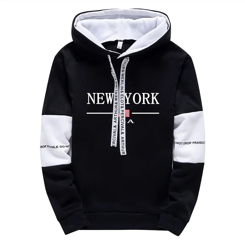 Men's Print Hoodie & Jogger Pants Tracksuit – Autumn Winter Casual Sportswear Set
