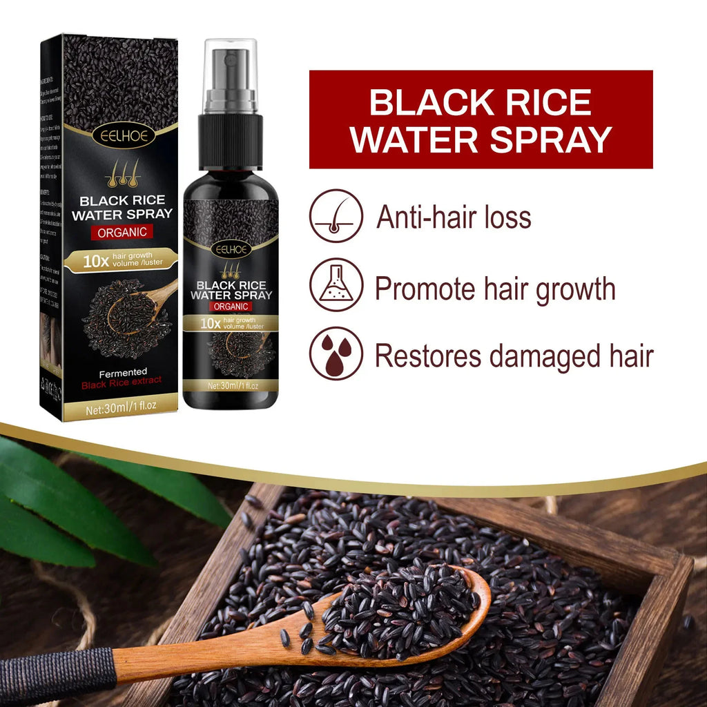 Black Rice Fast Hair Growth Serum Spray for Men Women Anti-loss Hair Regrowth Essential Oil Scalp Treatment Hair Care Products