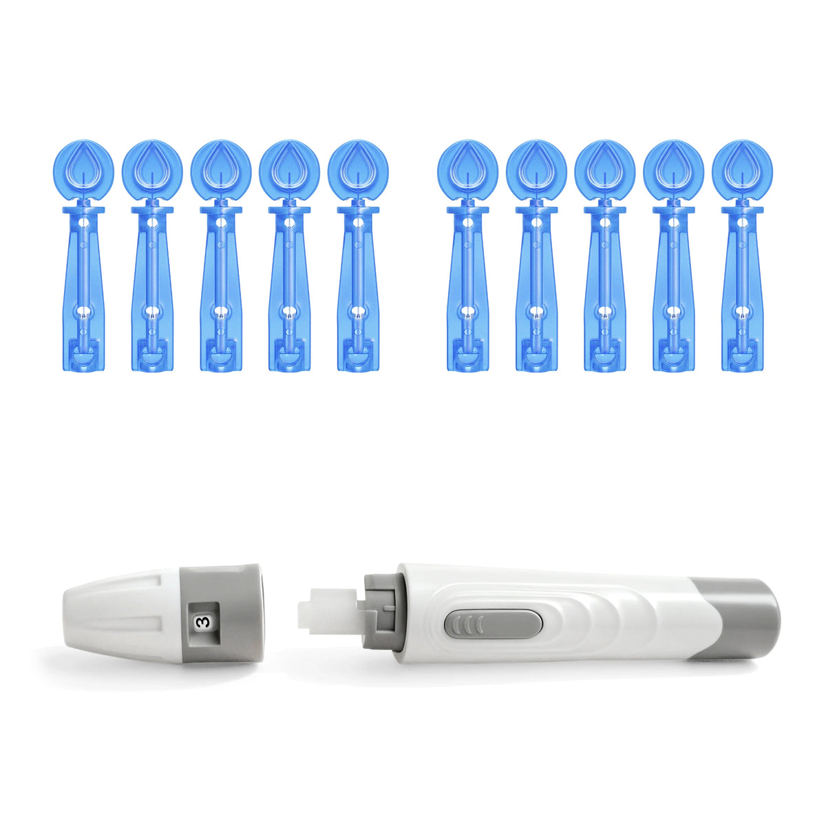 Adjustable Lancet Pen – Blood Sampling Lancing Device for Diabetics with 50 Lancets
