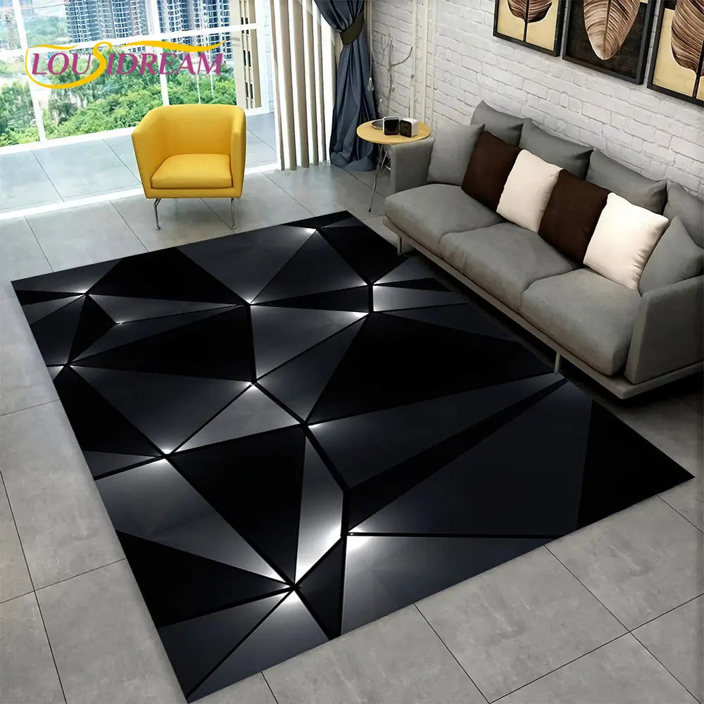 3D Geometric Illusion Area Rug – Non-Slip Modern Carpet for Living Room & Bedroom