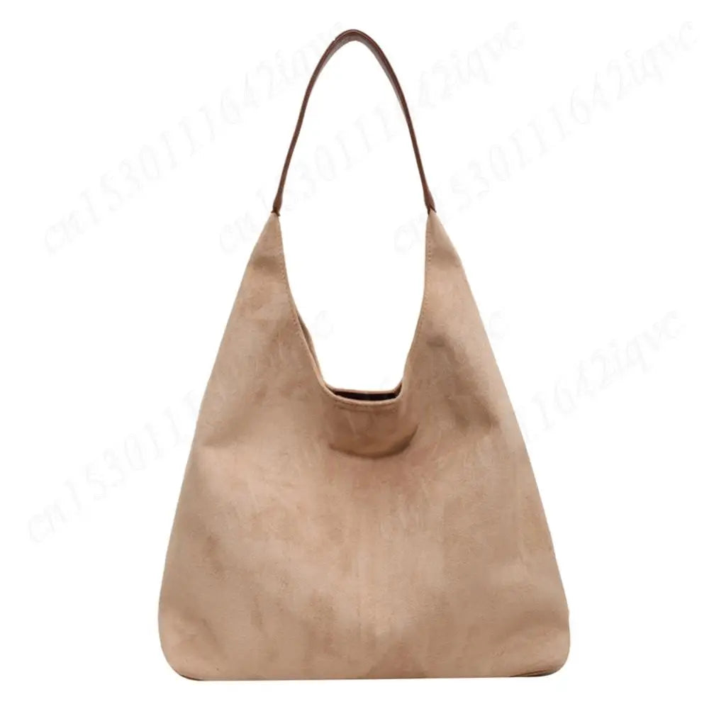 Vintage Suede Large Capacity Shoulder Tote Bag – Stylish Commuter Hobo Handbag for Women