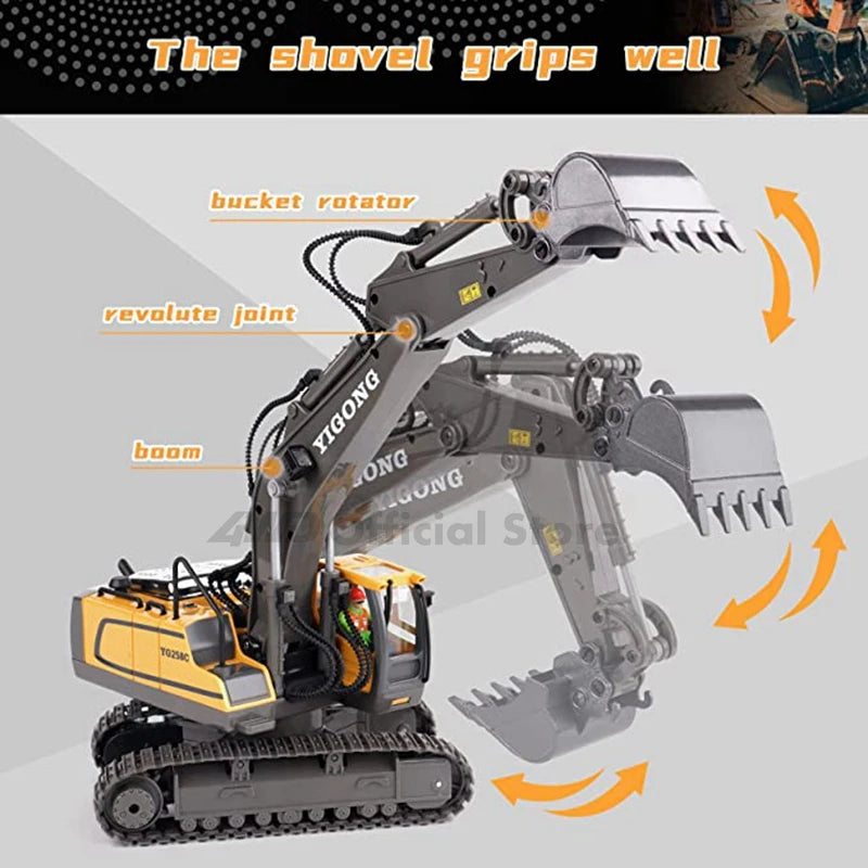 1:20 Scale 4WD RC Excavator Dump Truck Bulldozer – Alloy Construction Vehicle with Lights & Sound