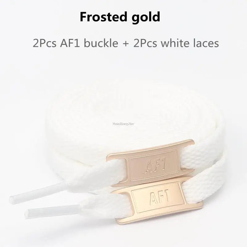 AF1 Shoelaces Combination Set — White Flat Laces & Shoe Decoration for Air Force One Sneakers