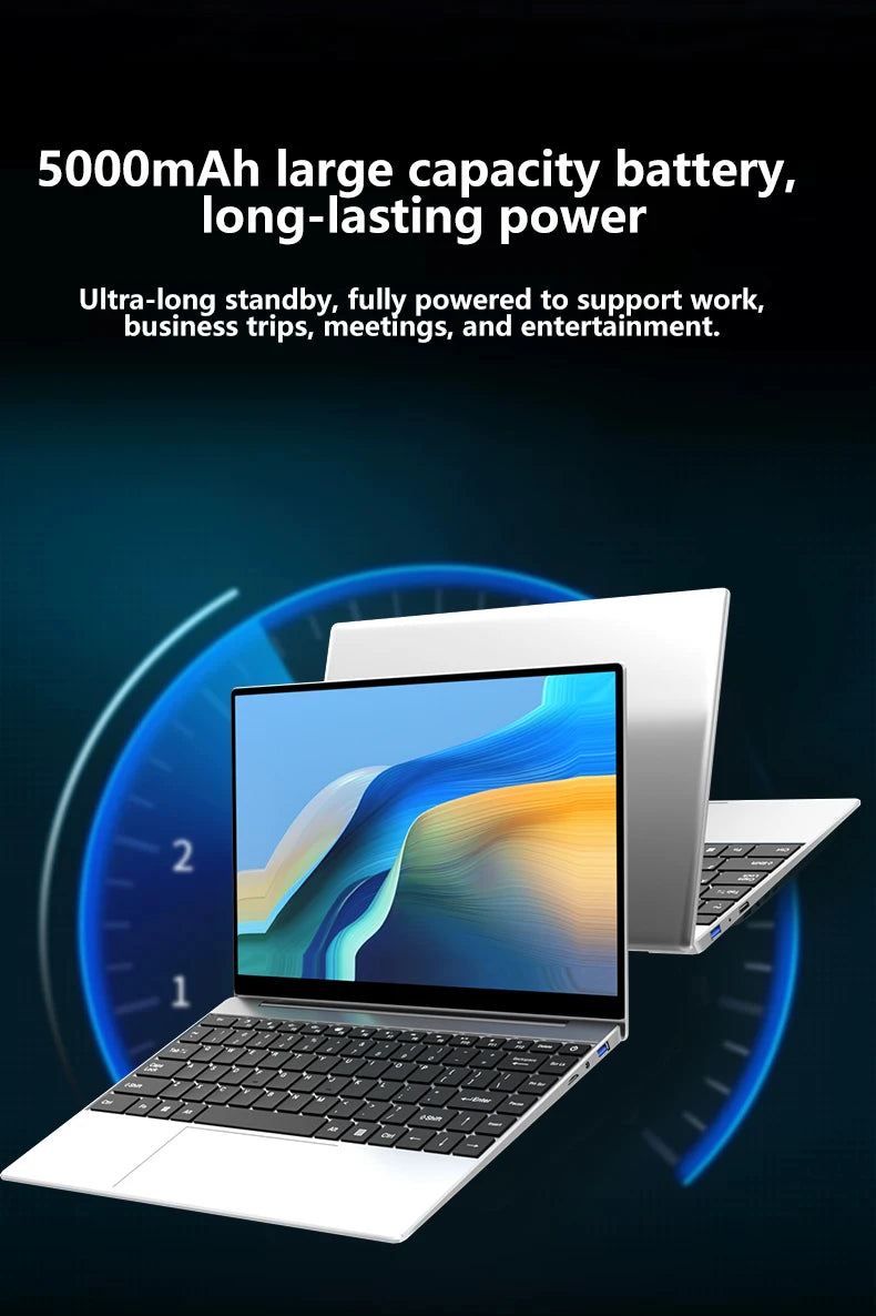 14.1" Intel N3700 Ultra Slim Notebook – 16GB RAM, Up to 2TB SSD, 1080P Display, Windows 11