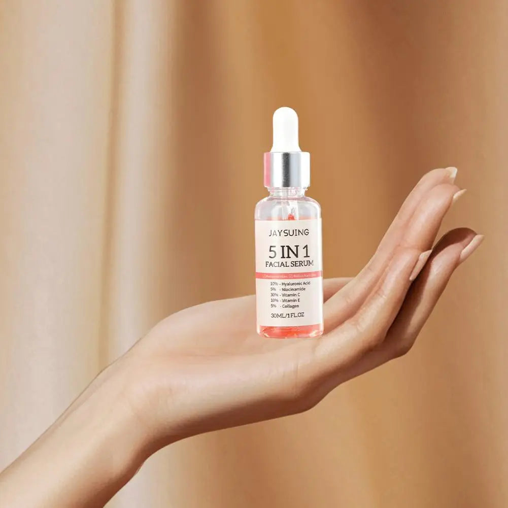 5-in-1 Vitamin C Brightening Face Serum — Hyaluronic Acid, Niacinamide & Collagen (30ml)