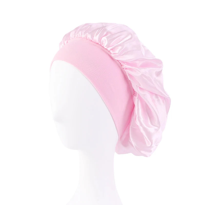 Satin Sleep Bonnet — Wide-Brim Hair Care Cap
