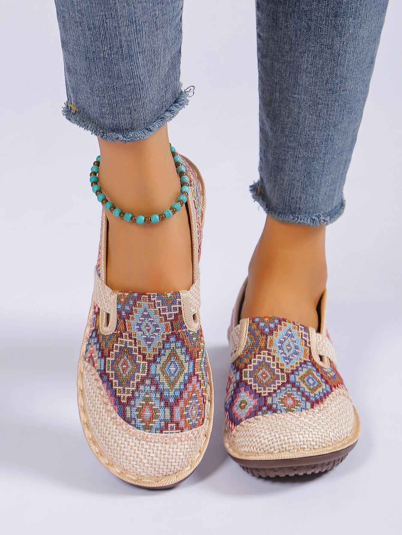 Women's Ethnic-Style Slip-On Flats – Soft Sole Anti-Slip Casual Shoes