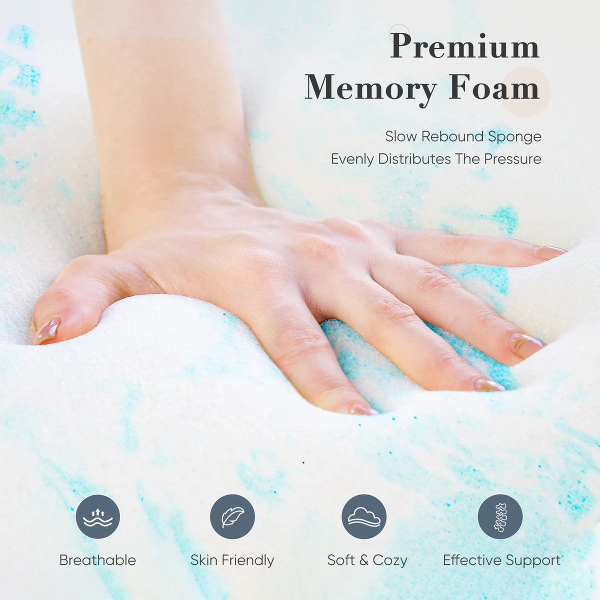 JHK 2"-3" Thick Gel Cooling Memory Foam Mattress Topper – Soft, Breathable Queen Size Bed Topper
