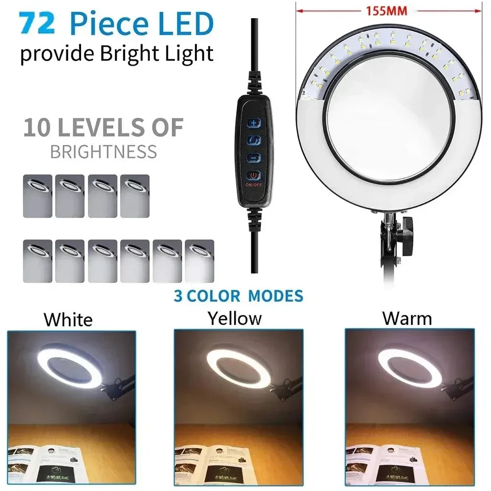 72-LED Illuminated Magnifier with 3-Color Lighting