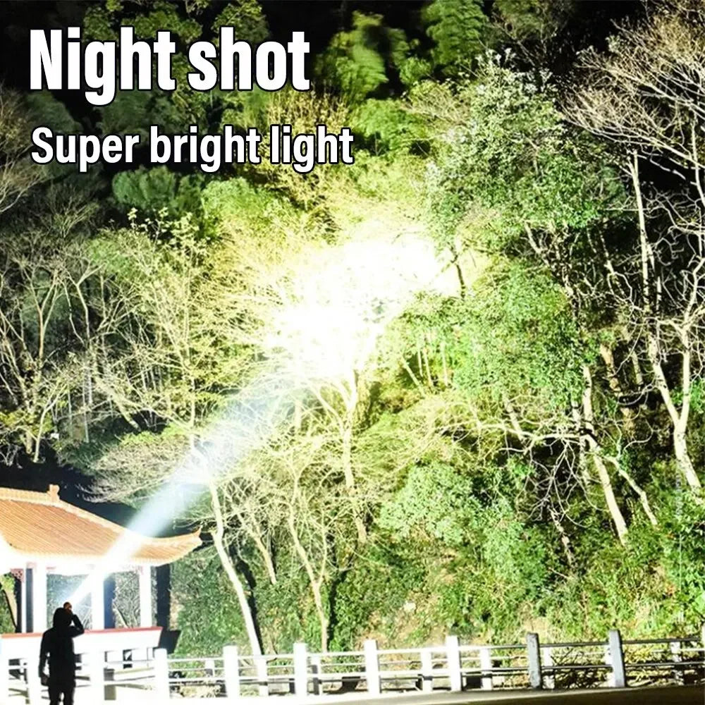 USB + Solar Rechargeable COB LED Flashlight – Powerful Outdoor Camping Torch & Portable Power Bank Searchlight