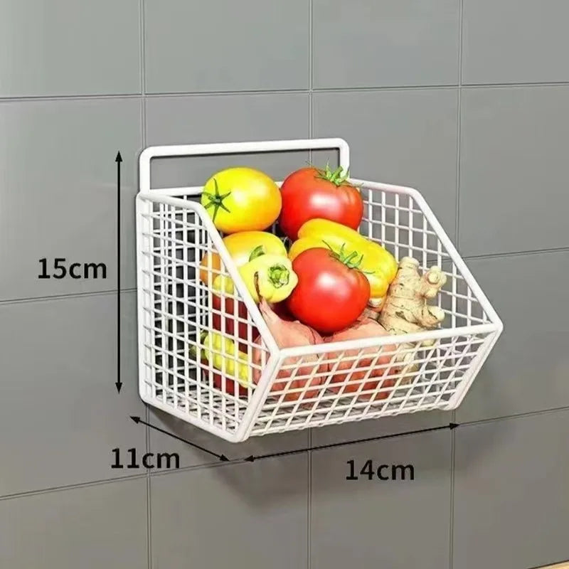 Wall-Mounted Kitchen Storage Rack — Vegetables, Fruits, Spice & Condiment Organizer Shelf