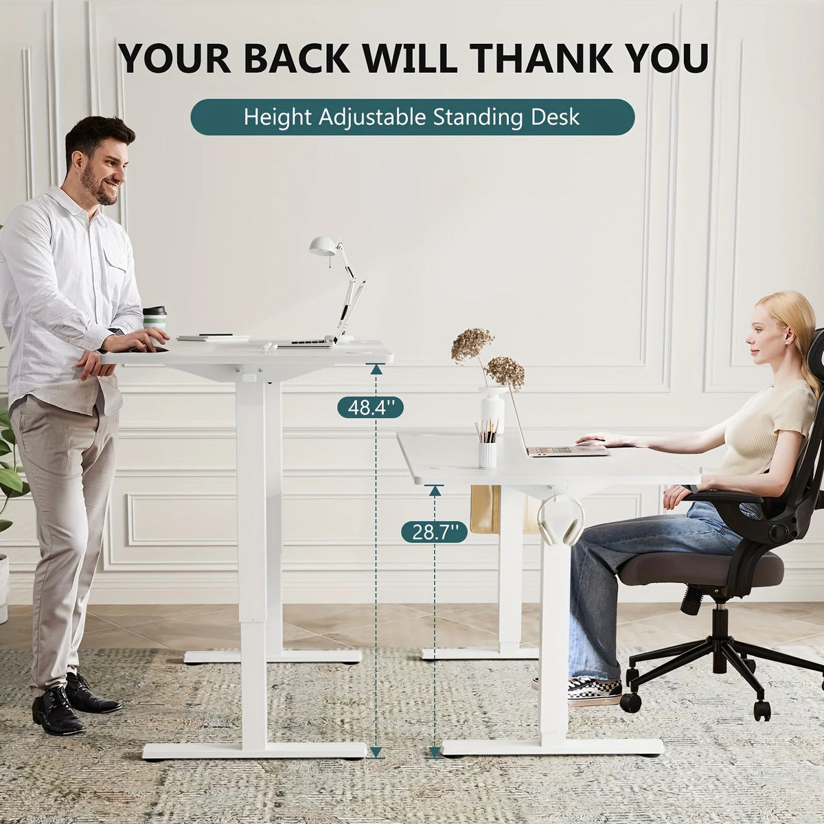 Electric Sit-Stand Standing Desk — Adjustable Height Ergonomic Rising Desk, 40–55 Inch, Multiple Colors